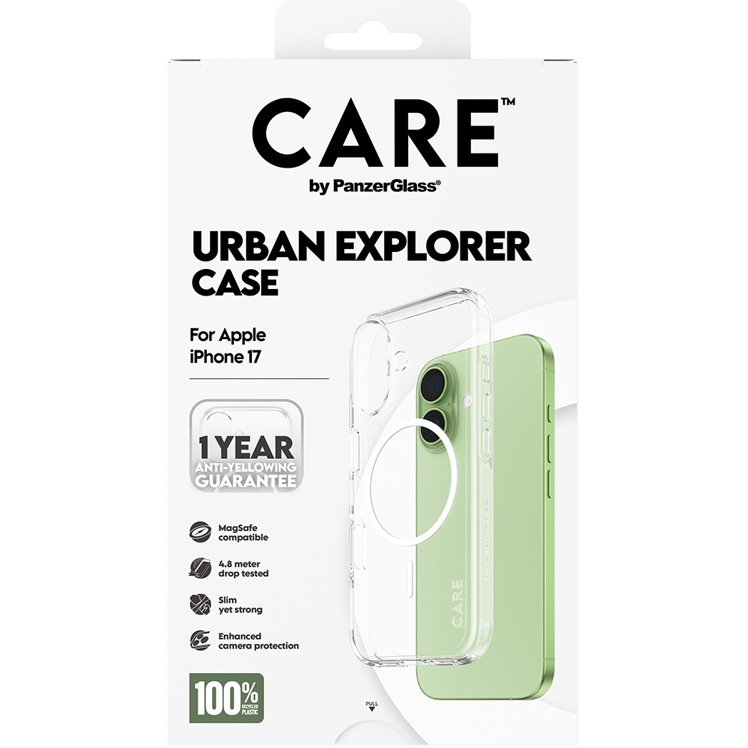 PanzerGlass CAREâ„¢ by ® Urban Explorer Case Transparent w. White MagSafe iPhone 17 mobile phone case
