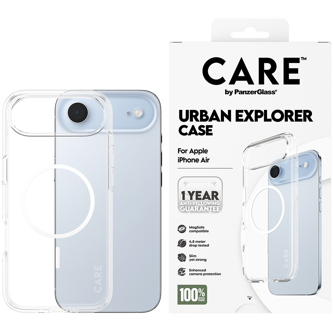 PanzerGlass CAREâ„¢ by ® Urban Explorer Case Transparent w. White MagSafe iPhone Air mobile phone case