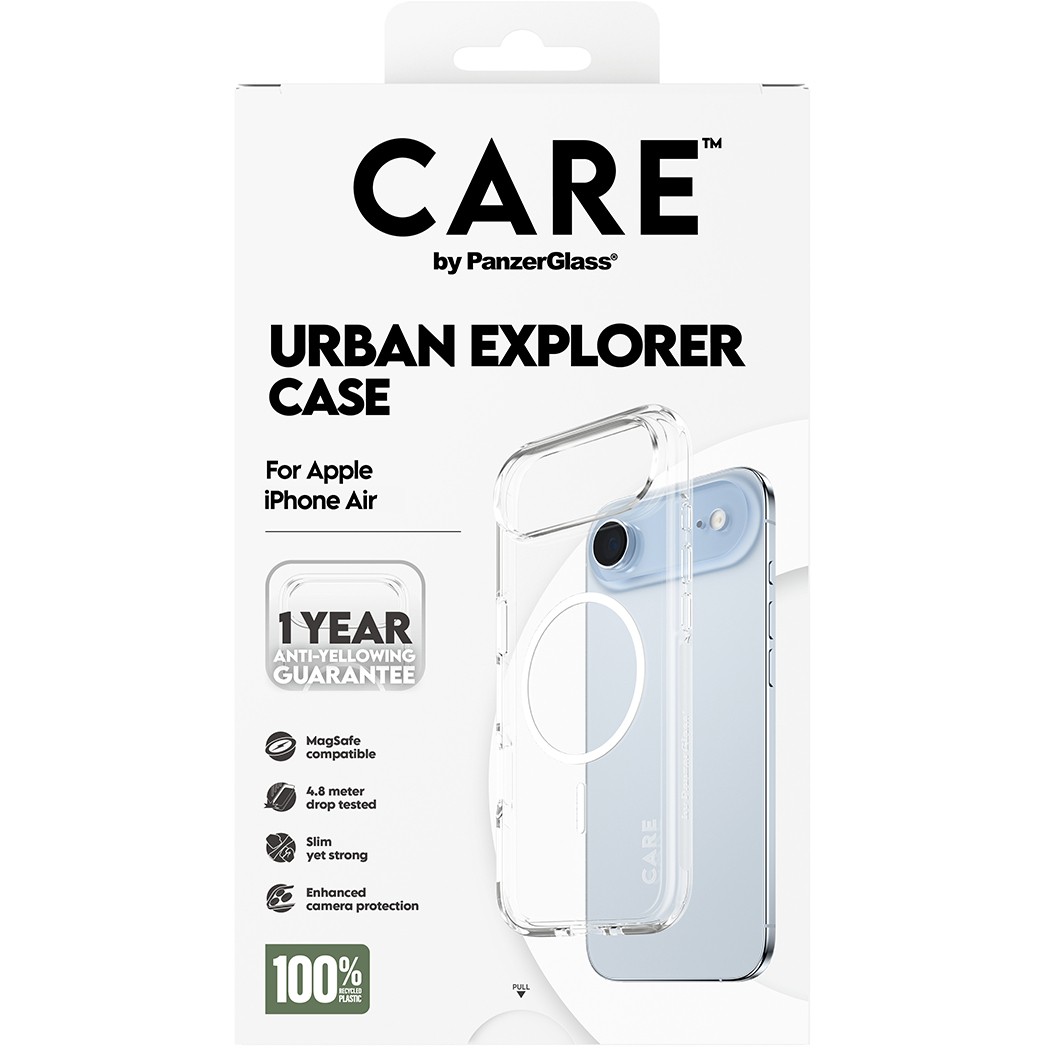 PanzerGlass CAREâ„¢ by ® Urban Explorer Case Transparent w. White MagSafe iPhone Air mobile phone case