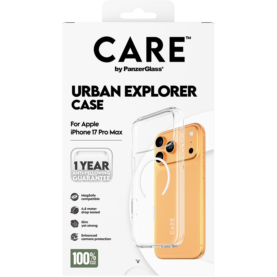 PanzerGlass CAREâ„¢ by ® Urban Explorer Case Transparent w. White MagSafe iPhone 17 Pro Max mobile phone case