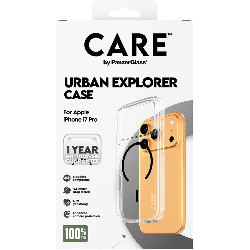 PanzerGlass CAREâ„¢ by ® Urban Explorer Case Transparent w. Black MagSafe iPhone 17 Pro mobile phone case