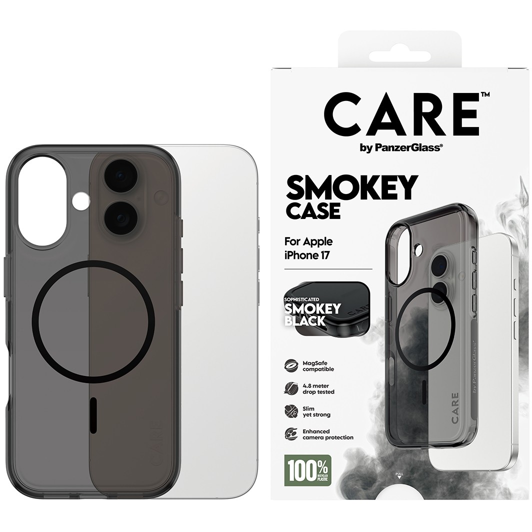 PanzerGlass CAREâ„¢ by ® Smokey Case w. Black MagSafe iPhone 17 mobile phone case