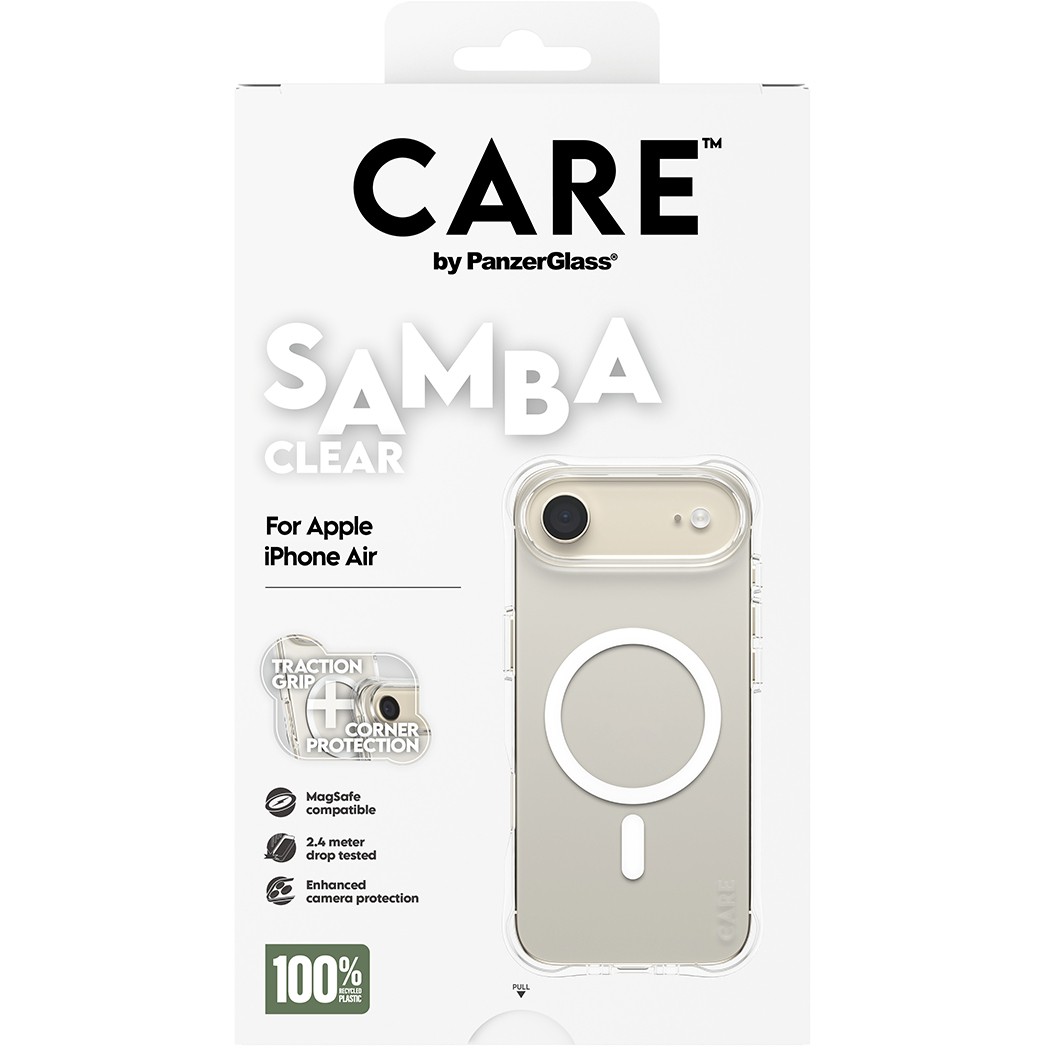 PanzerGlass CAREâ„¢ by ® Samba Case Transparent w. White MagSafe iPhone Air mobile phone case