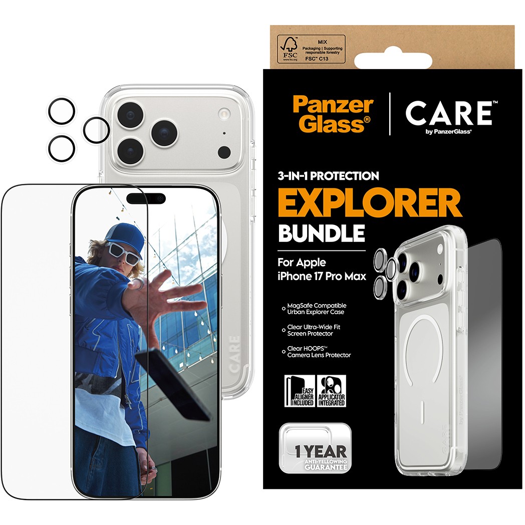 PanzerGlass ® | CARE by ® Flagship 3-in-1 Urban Explorer Bundle iPhone 17 Pro Max