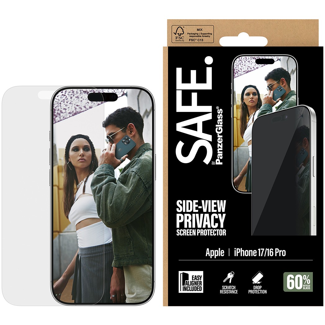 PanzerGlass SAFE. by ® 2-Way Privacy Screen Protector iPhone 17 | iPhone 16 Pro | Ultra-Wide Fit w. EasyAligner