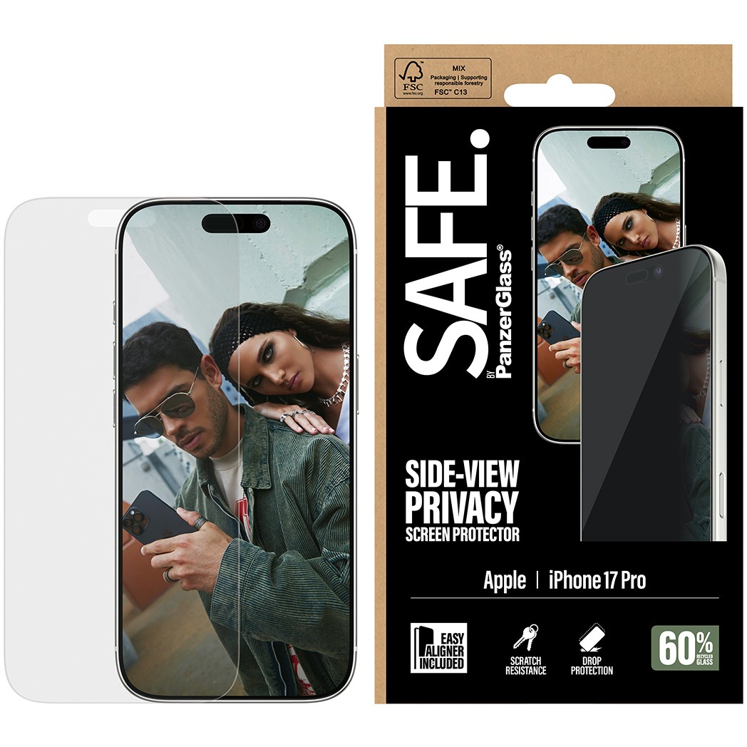 PanzerGlass SAFE. by ® 2-Way Privacy Screen Protector iPhone 17 Pro | Ultra-Wide Fit w. EasyAligner