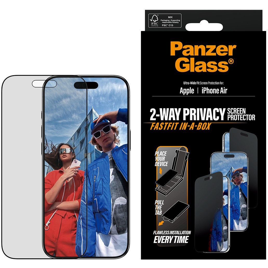 PanzerGlass ® 2-Way Privacy Screen Protector iPhone Air | Ultra-Wide Fit w. Fastfit in-a-box