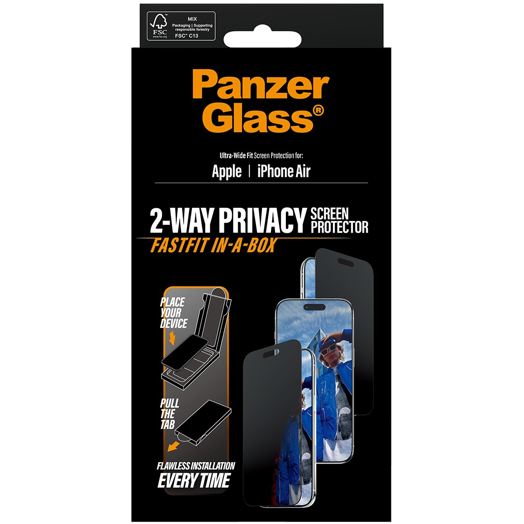 PanzerGlass ® 2-Way Privacy Screen Protector iPhone Air | Ultra-Wide Fit w. Fastfit in-a-box