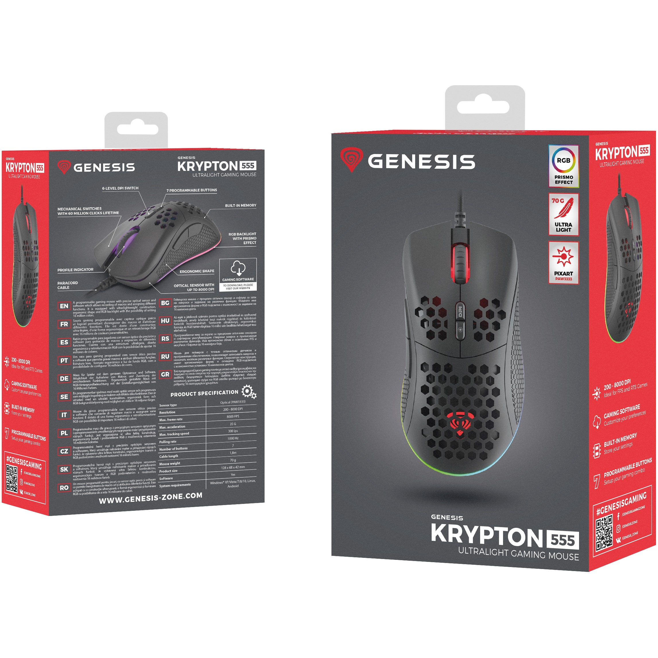Genesis Gaming Maus KRYPTON 555 RGB kabelgeb. schwarz