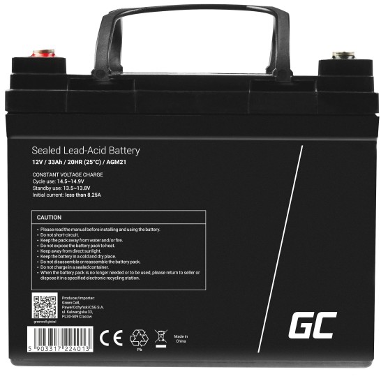 Green Cell Ersatzbatterie AGM21 12V/33Ah