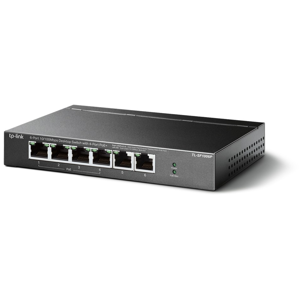TP-Link 6-Port 10/100Mbit/s-Desktop-Switch mit 4-Port PoE+