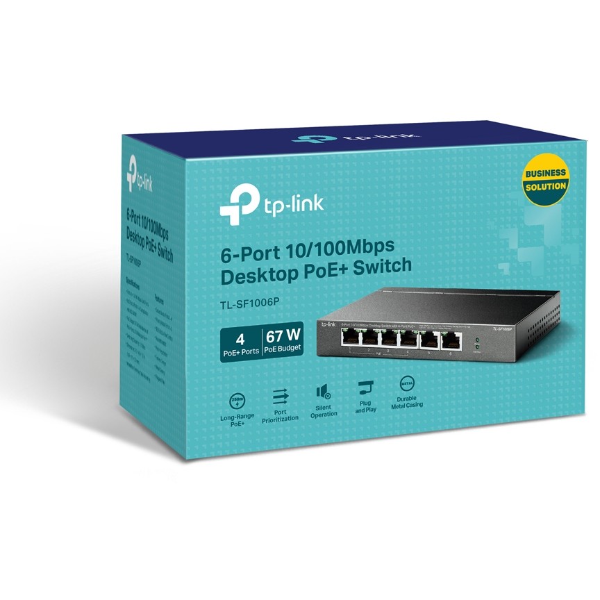 TP-Link 6-Port 10/100Mbit/s-Desktop-Switch mit 4-Port PoE+
