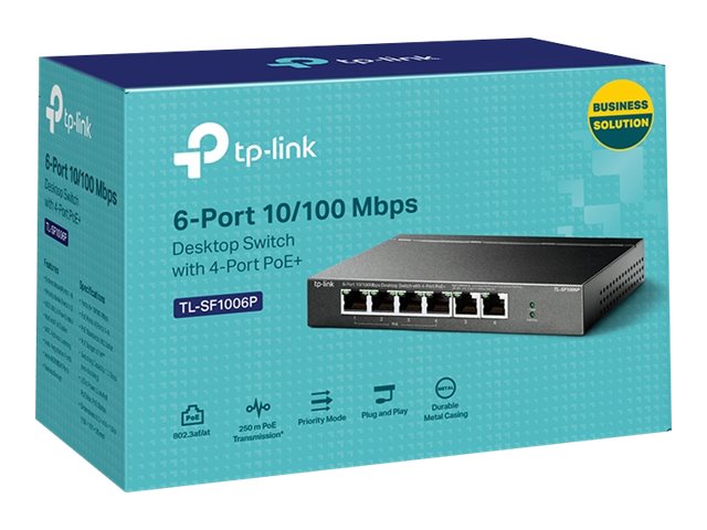 TP-Link 6-Port 10/100Mbit/s-Desktop-Switch mit 4-Port PoE+