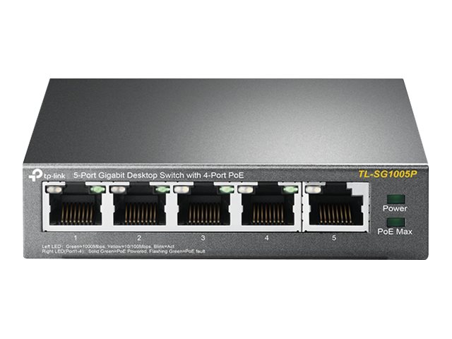 5P TP-Link SG1005P Metall mit 4 PoE-Ports