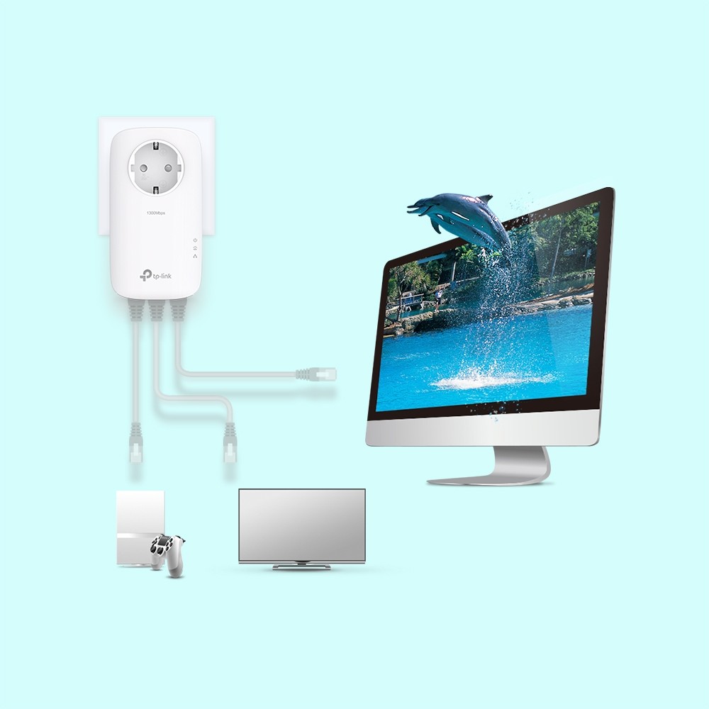 TP-Link AV1300-Gigabit-Powerline-Adapter KIT mit Steckdose