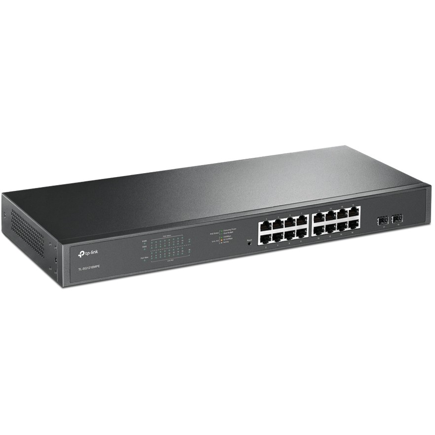 TP-Link 16-Port-Gigabit-Easy-Smart-PoE+-Switch mit 2 SFP-Slots