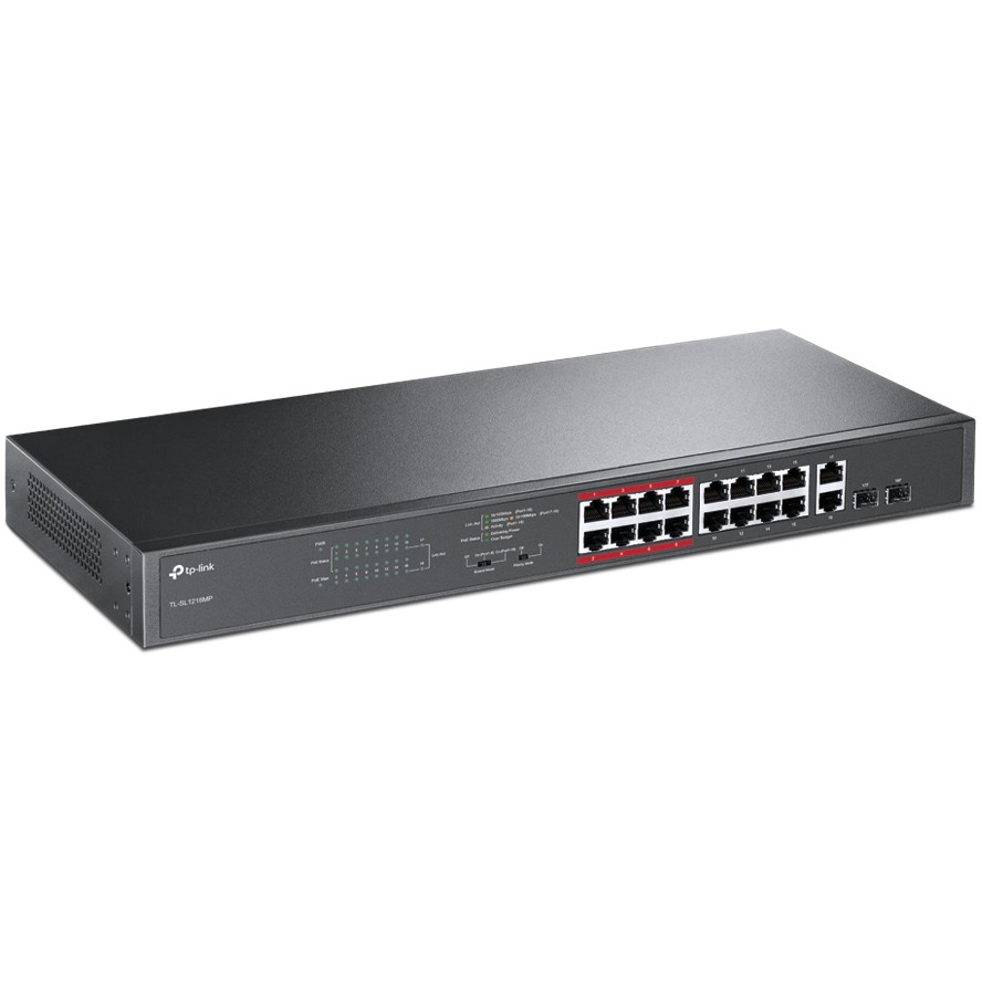 TP-Link 16-Port-10/100Mbit/s-+2-Port-Gigabit- Unmanaged PoE-Switch