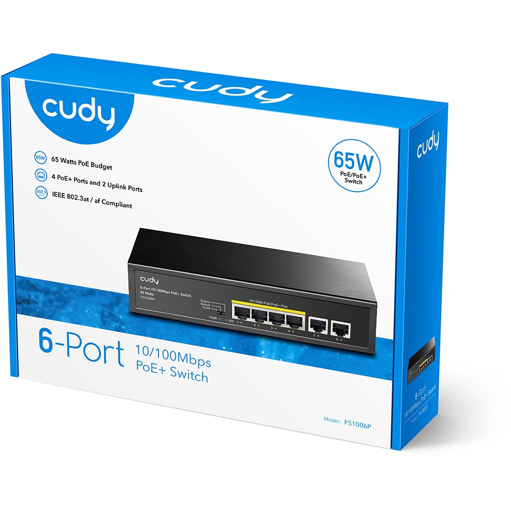 CUDY FS1006P 6-Port 10/100M PoE+ Switch 60W