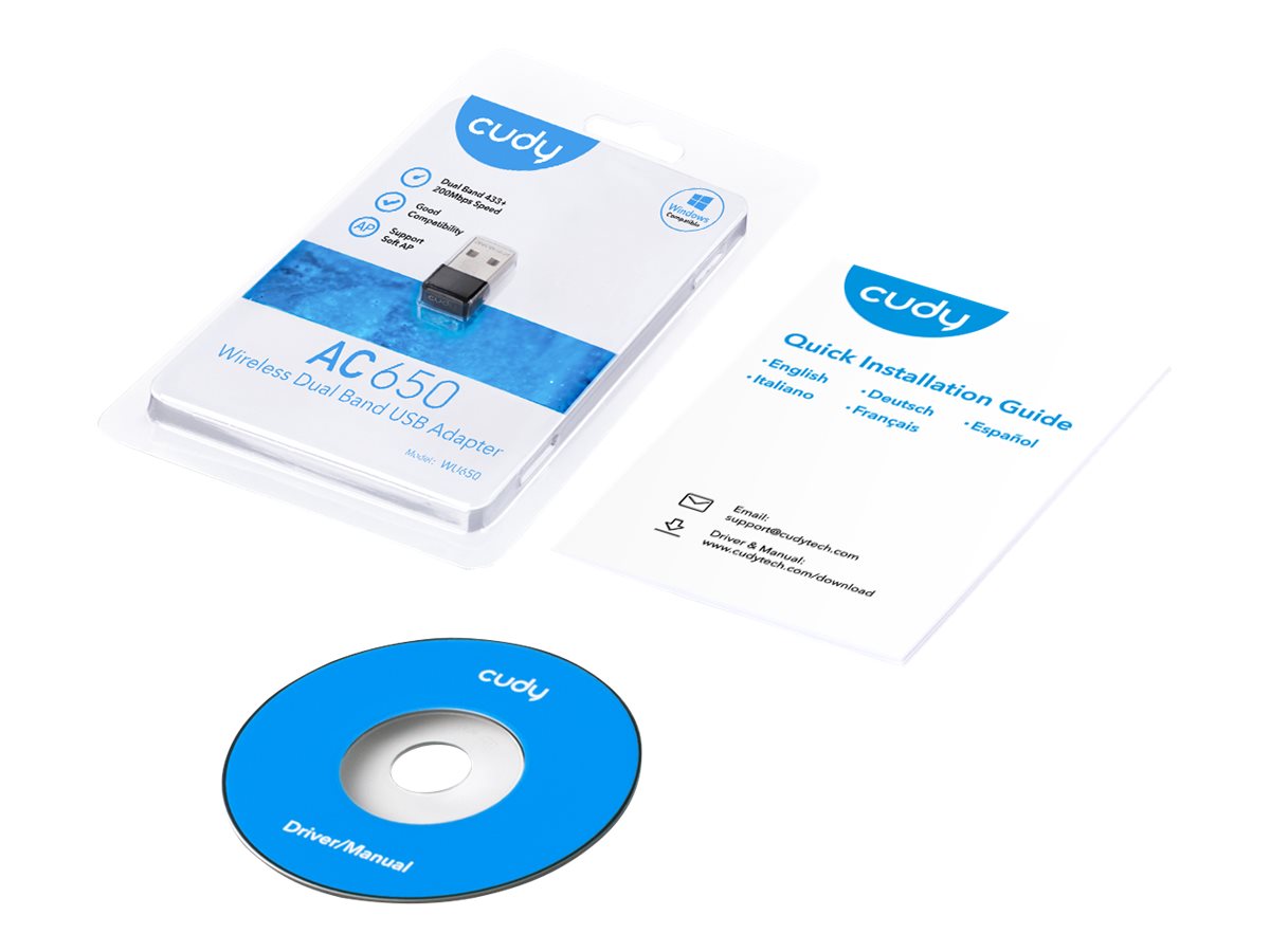 CUDY WU650 AC650 Wi-Fi Mini USB Adapter