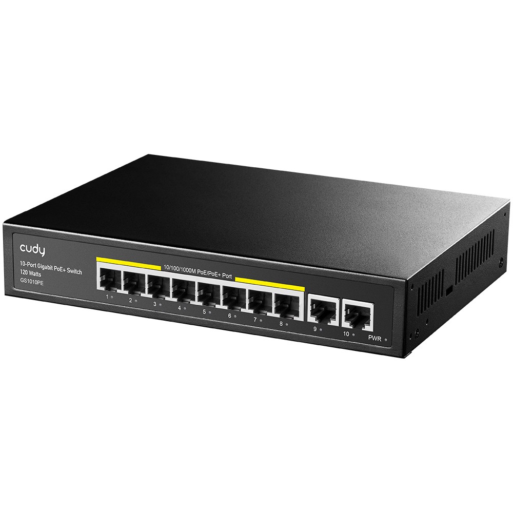 CUDY GS1010PE 8-Port Gigabit PoE+ Switch 2 Gigabit Uplink Ports 120W