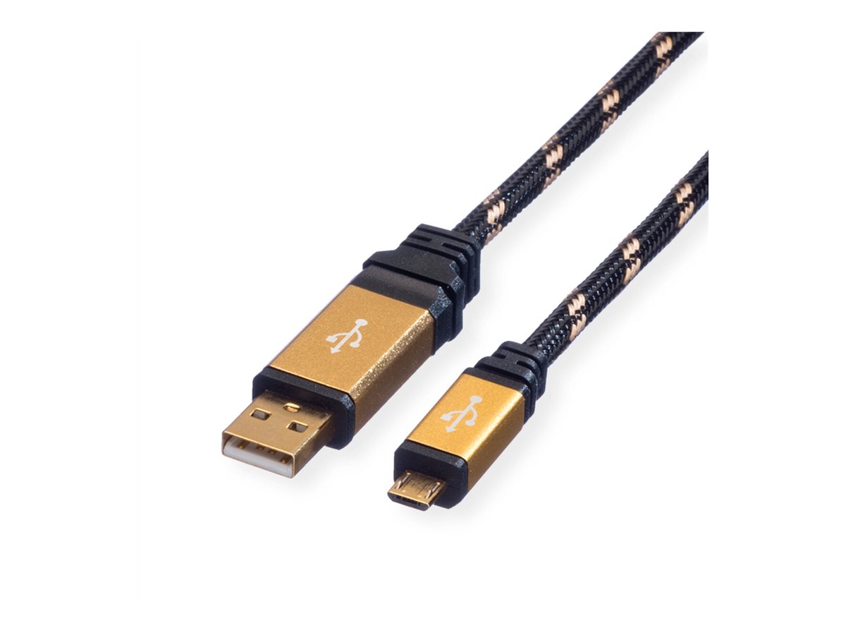 ROLINE GOLD USB 2.0 Kabel, Typ A ST - Micro B ST, 0,8 m