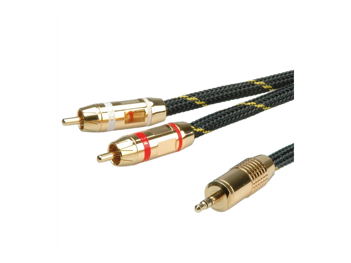 ROLINE GOLD Audio-Verbindungskabel 3,5mm Stereo - 2x Cinch, ST/ST, 2,5 m