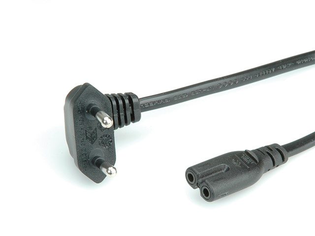 ROLINE Netzkabel Euro-Stecker (abgewinkelt) auf C7, 2pol., schwarz, 1,8 m