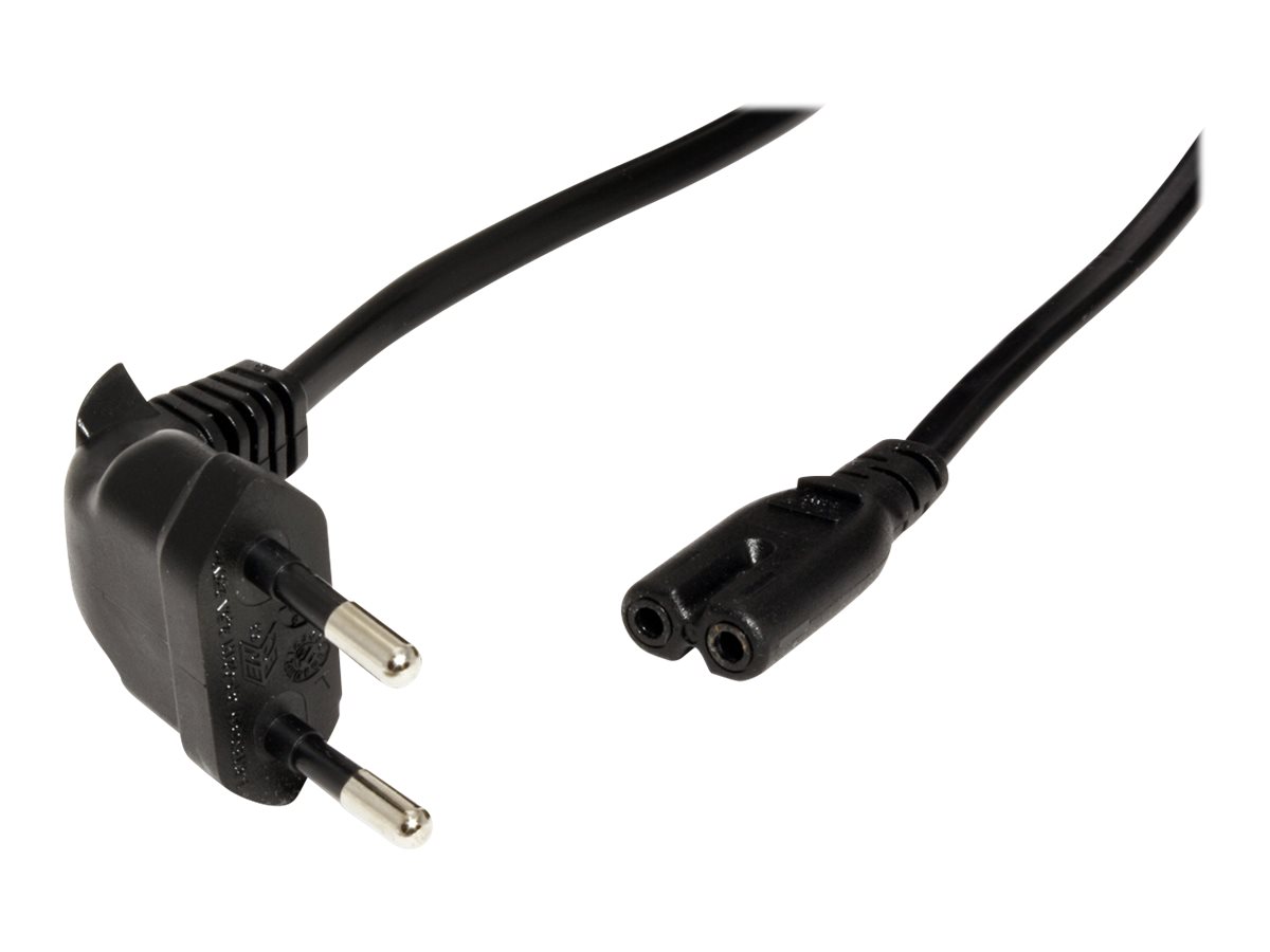 ROLINE Netzkabel Euro-Stecker (abgewinkelt) auf C7, 2pol., schwarz, 1,8 m