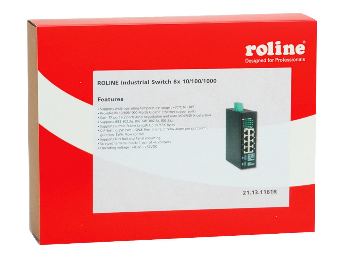 ROLINE Industrie Gigabit Switch, 8x RJ-45