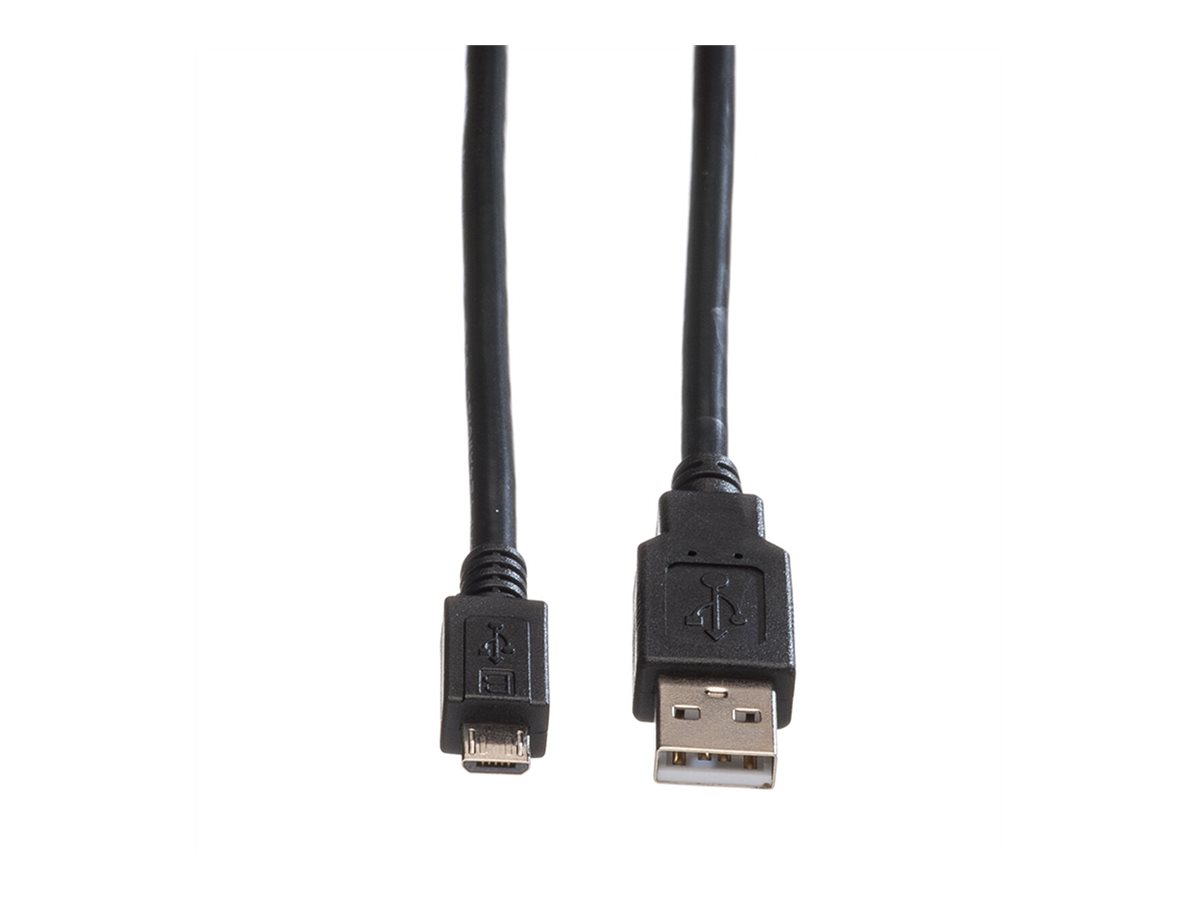 ROLINE USB 2.0 Kabel, USB A ST - Micro USB B ST, schwarz, 0,15 m