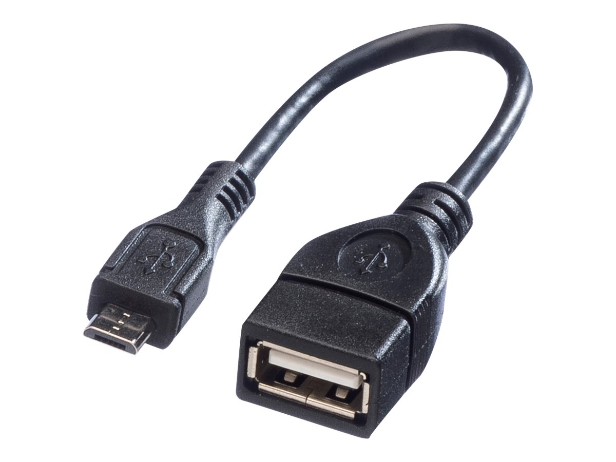 VALUE USB 2.0 Kabel, USB 2.0 Typ Micro B - Typ A BU, OTG, 0,15 m