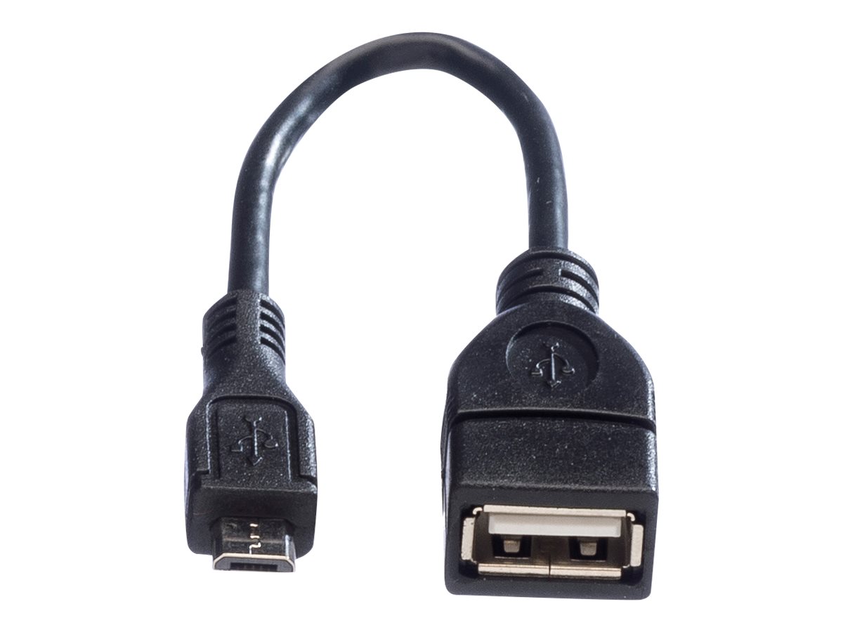 VALUE USB 2.0 Kabel, USB 2.0 Typ Micro B - Typ A BU, OTG, 0,15 m