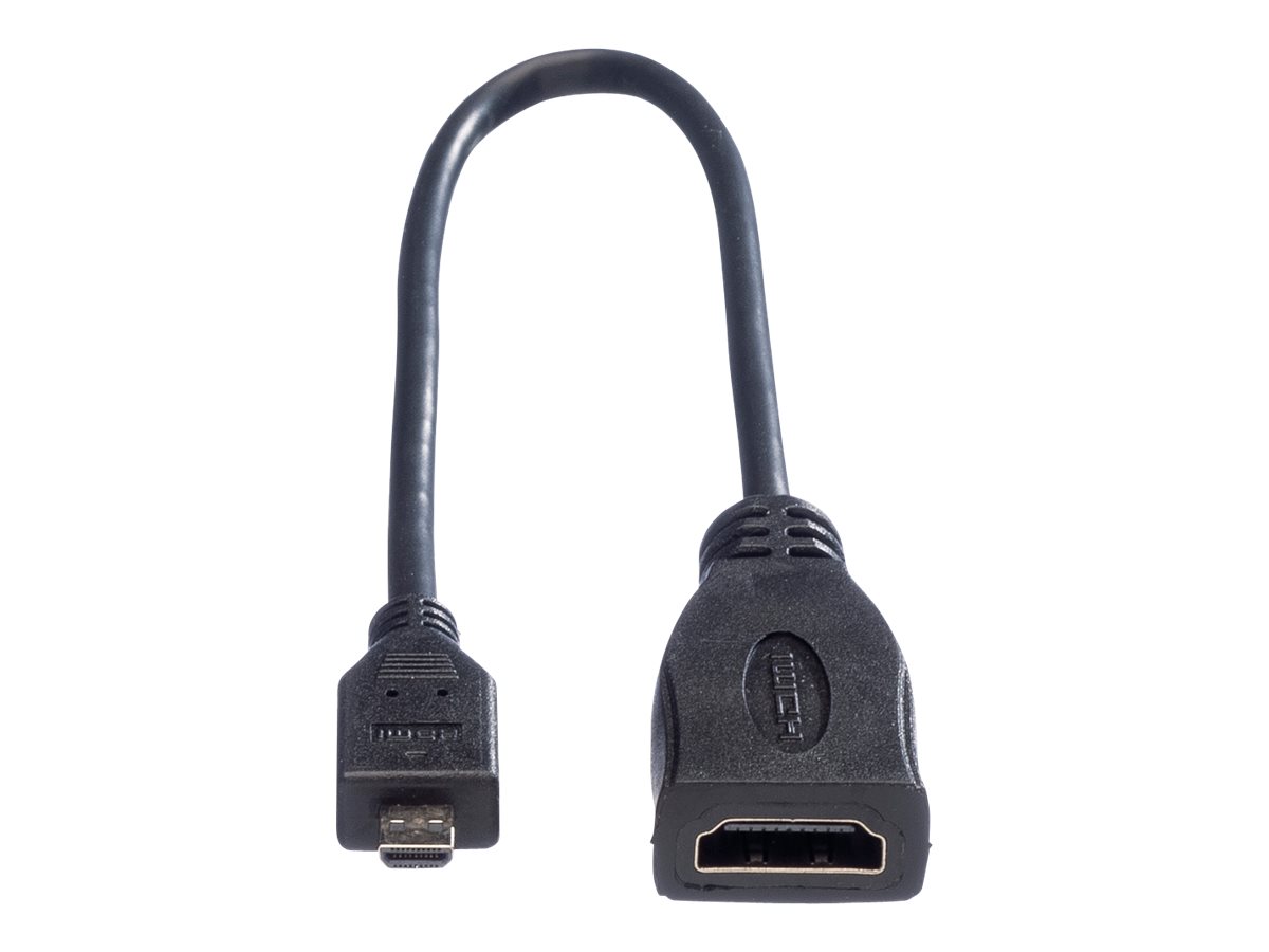ROLINE HDMI High Speed Kabel mit Ethernet, HDMI BU - Micro HDMI ST, 0,22 m