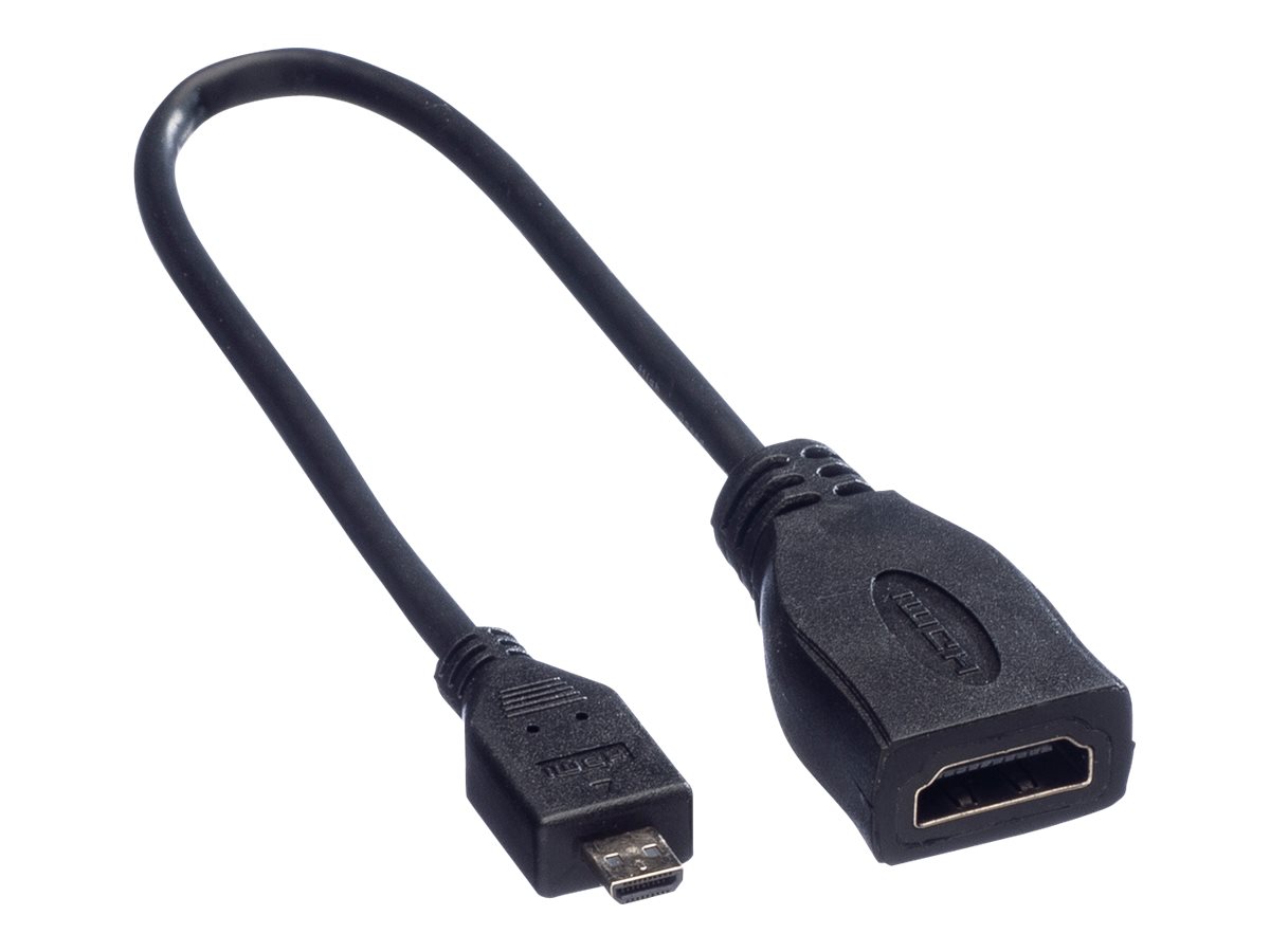 ROLINE HDMI High Speed Kabel mit Ethernet, HDMI BU - Micro HDMI ST, 0,22 m