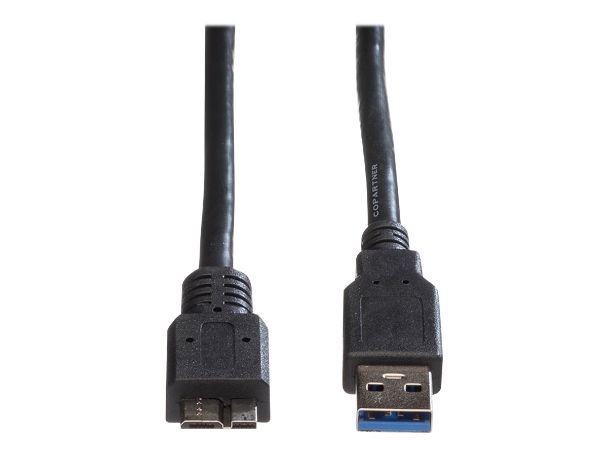 ROLINE USB 3.2 Gen 1 Kabel, A ST - Micro B ST, schwarz, 0,8 m