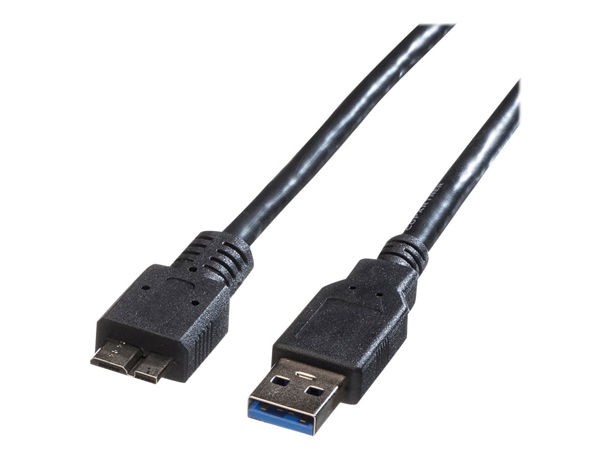 ROLINE USB 3.2 Gen 1 Kabel, A ST - Micro B ST, schwarz, 0,8 m