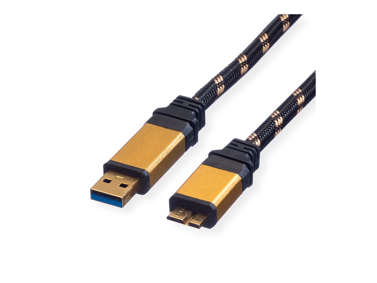 ROLINE GOLD USB 3.2 Gen 1 Kabel, USB A - Micro B, ST/ST, 0,8 m