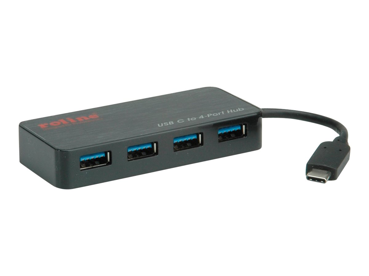 ROLINE USB 3.2 Gen 1 Hub, 4fach, Typ C Anschlusskabel