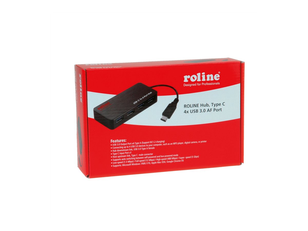 ROLINE USB 3.2 Gen 1 Hub, 4fach, Typ C Anschlusskabel