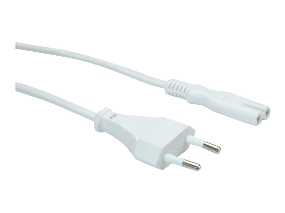 VALUE Netzkabel Euro-Flachstecker auf C7, 2polig, weiß, 1,8 m