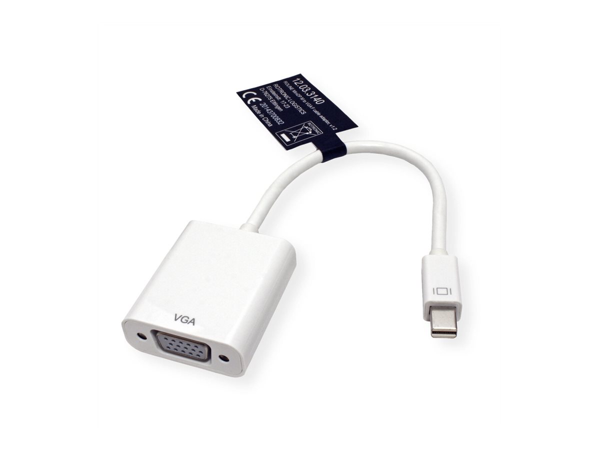 ROLINE Mini DisplayPort-VGA Adapter, v1.2, Mini DP ST - VGA BU, Aktiv
