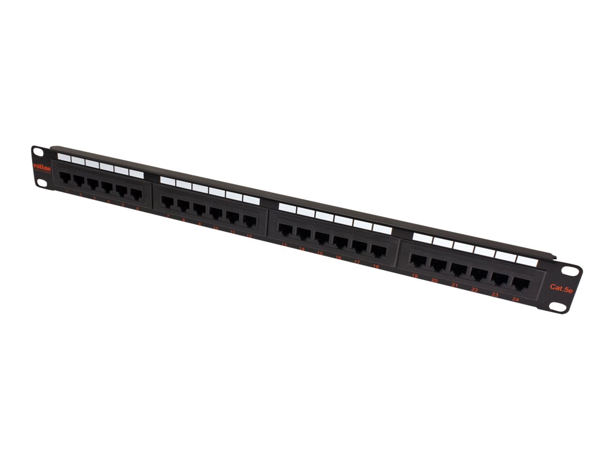 ROLINE Cat.5e (Class D) 19-Zoll-Patchpanel, 24 Ports, UTP, schwarz