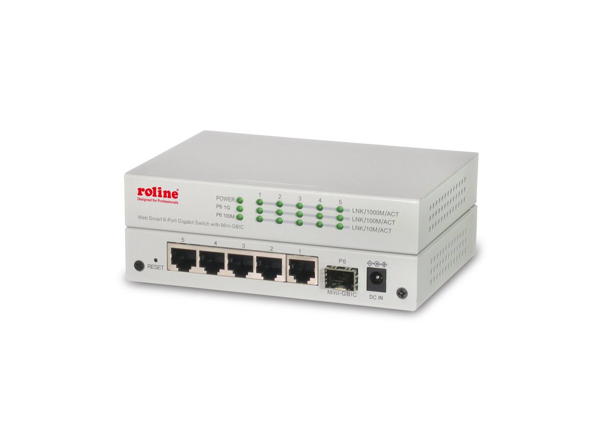 ROLINE Gigabit Ethernet Switch 6 Ports (5x 10/100/1000 + 1x SFP), WebSmart