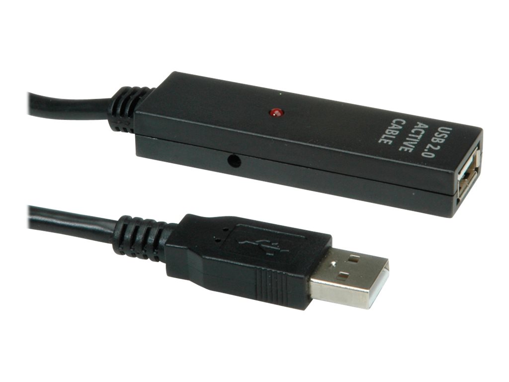 VALUE USB 2.0 aktive Kabelverlängerung, schwarz, 30 m