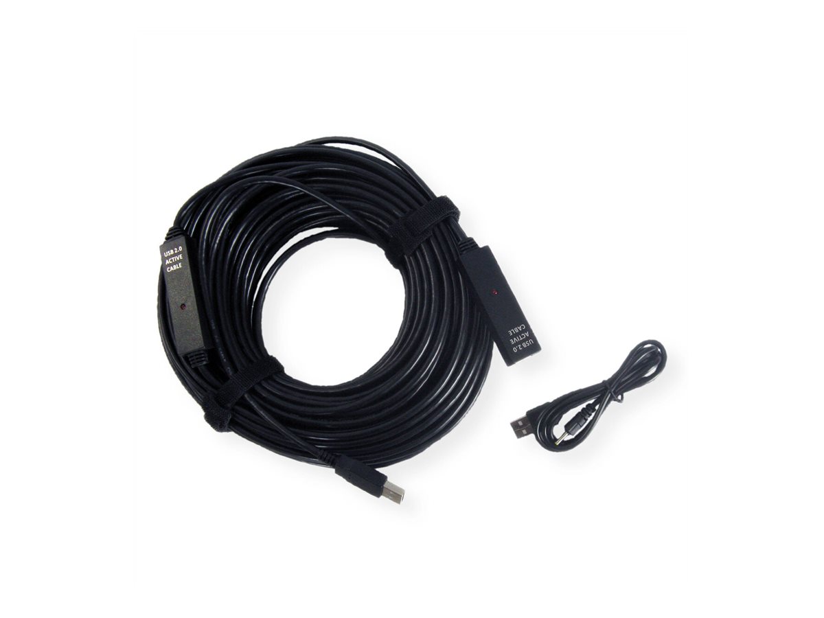 VALUE USB 2.0 aktive Kabelverlängerung, schwarz, 30 m