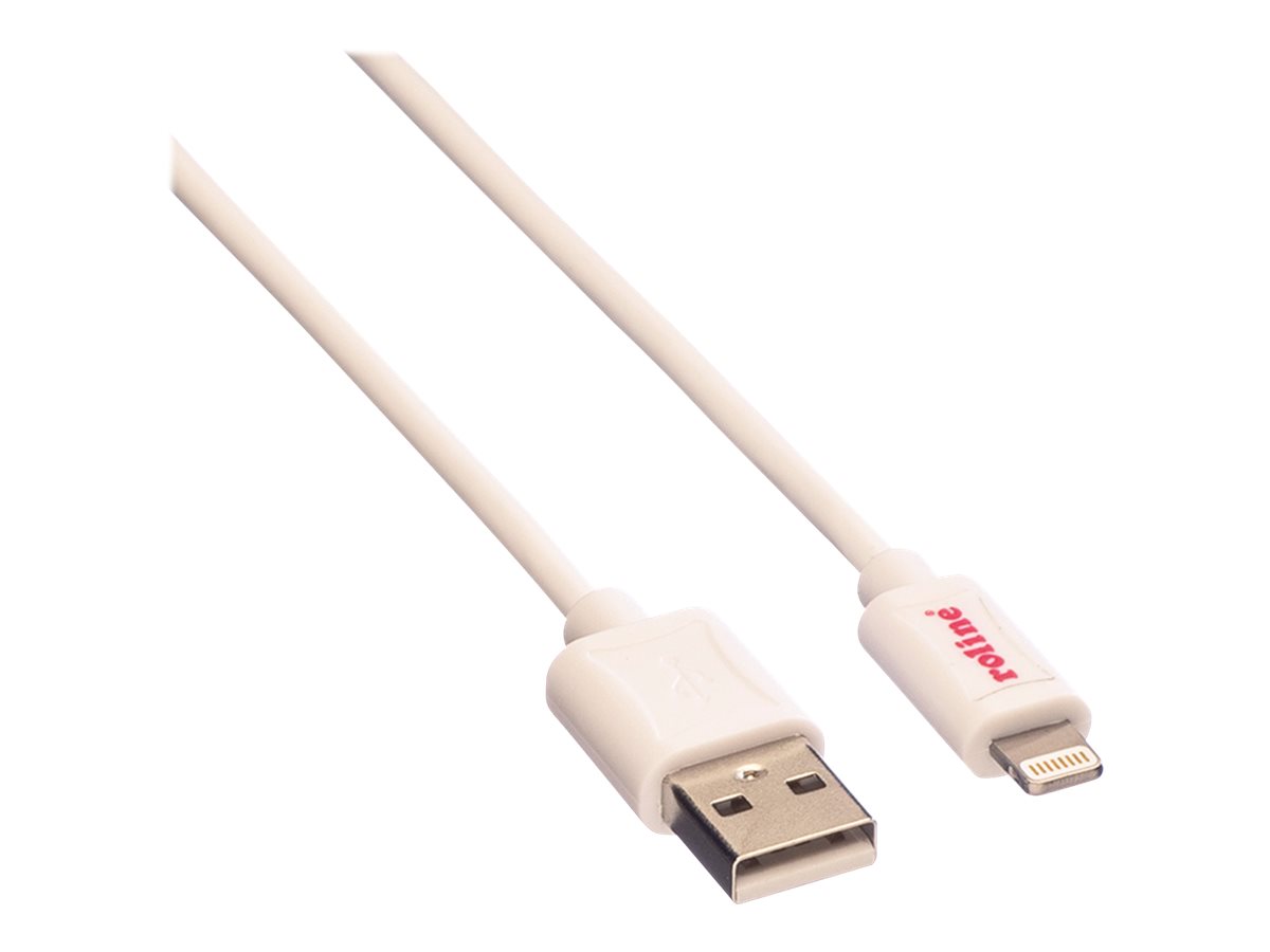 ROLINE USB 2.0 Sync- &, Ladekabel mit 8pin-Connector, weiß, 1 m