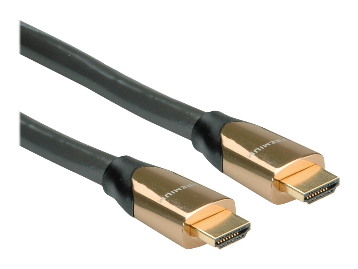 ROLINE 4K PREMIUM HDMI Ultra HD Kabel mit Ethernet, ST/ST, schwarz, 7,5 m