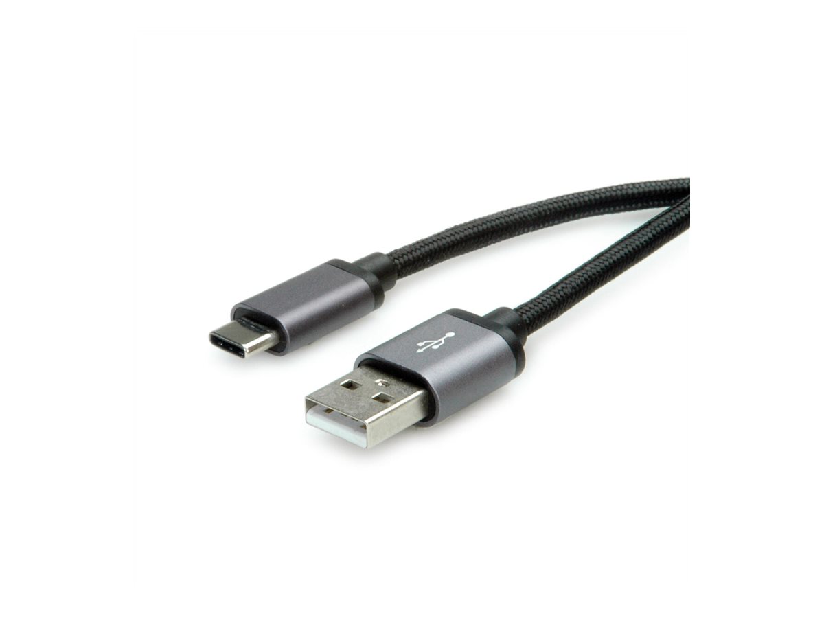 ROLINE USB 2.0 Kabel, Typ C - Typ A, ST/ST, schwarz, 0,8 m