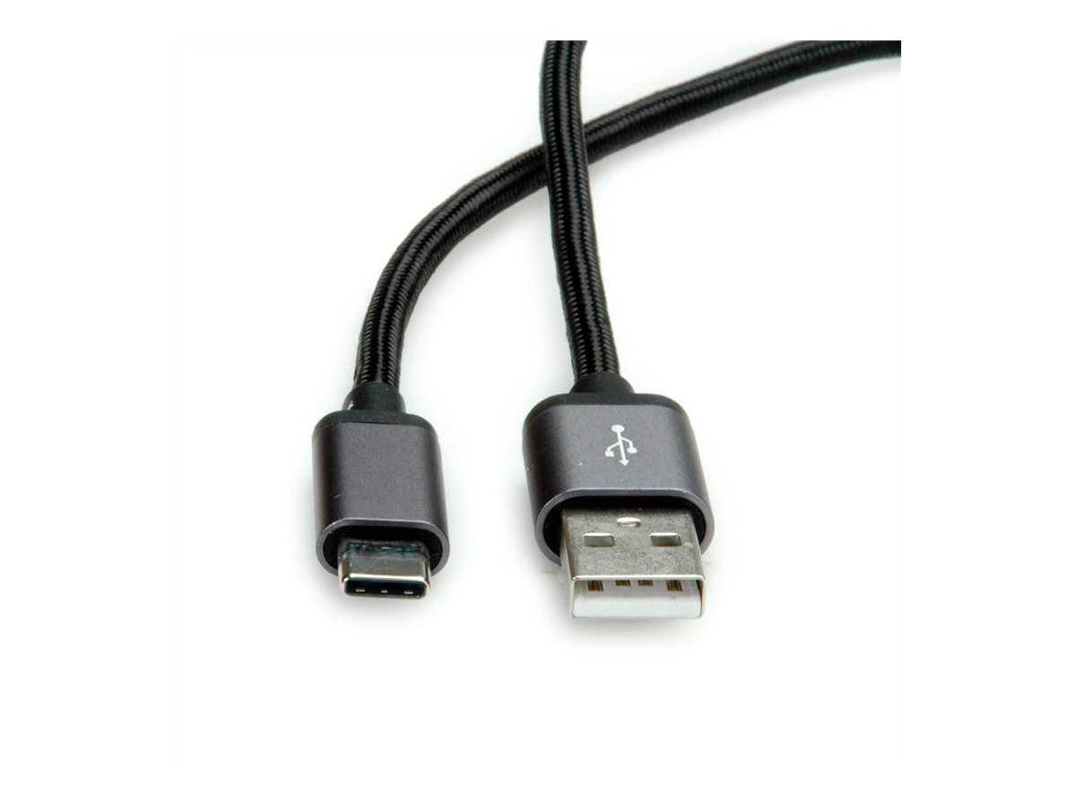 ROLINE USB 2.0 Kabel, Typ C - Typ A, ST/ST, schwarz, 0,8 m