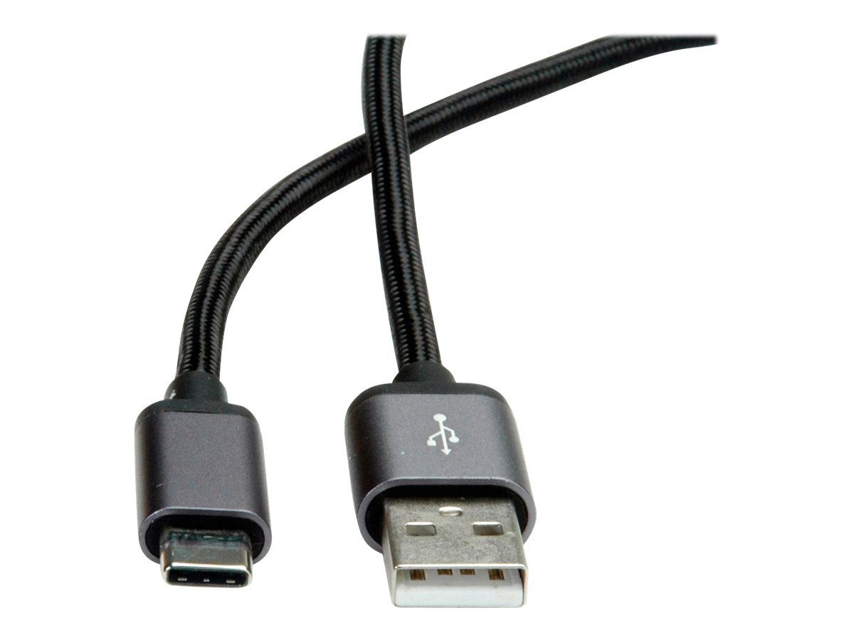 ROLINE USB 2.0 Kabel, Typ C - Typ A, ST/ST, schwarz, 1,8 m